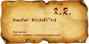 Kaufer Richárd névjegykártya